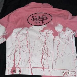 Von Dutch Pink and White Graphic Jacket
